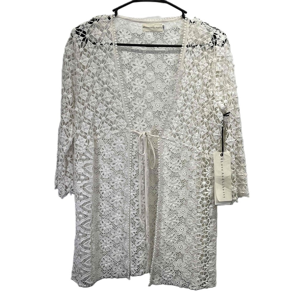 4 Love And Liberty NWT Womens White Cotton Crochet Lace Tie Front Blouse X Small